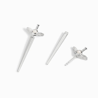 Awe Inspired Earrings Sterling Silver / Pair Flying Dagger Studs