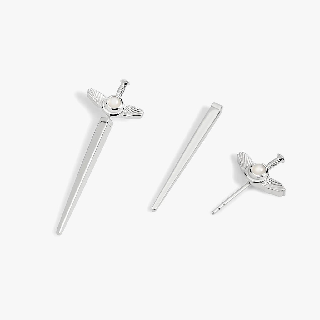 Awe Inspired Earrings 925 Sterling Silver / Pair Flying Dagger Studs