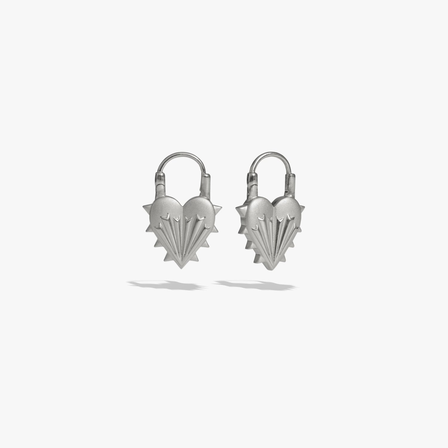 Awe Inspired Earrings Sterling Silver / Pair Spiked Heart Earrings