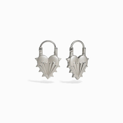 Awe Inspired Earrings Sterling Silver / Pair Spiked Heart Earrings