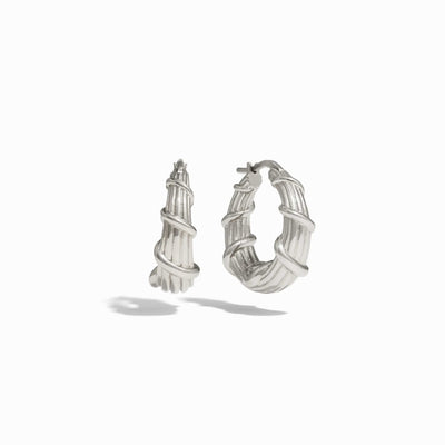 Awe Inspired Earrings Sterling Silver Victory Wreath Hoops