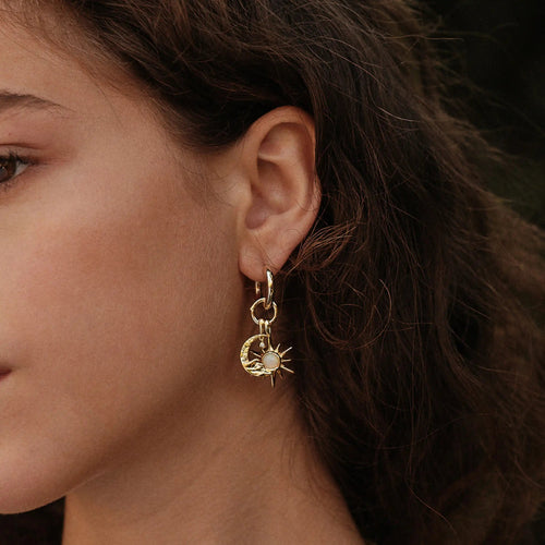 Awe Inspired  Earrings Sun & Moon Charm Earring