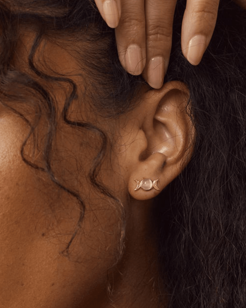 Awe Inspired Earrings Triple Moon Stud Earring