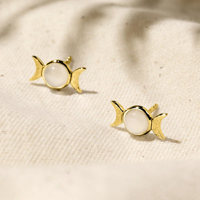 Awe Inspired Earrings Triple Moon Stud Earring