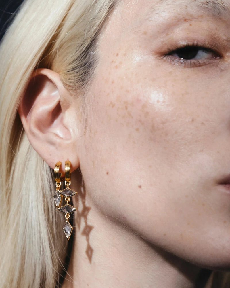 Awe Inspired Earrings Triple Prism Huggies