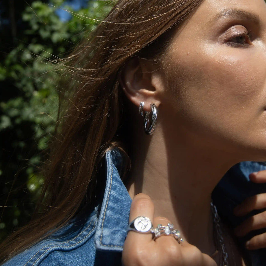 Awe Inspired Earrings White Topaz Double Hoop Huggies