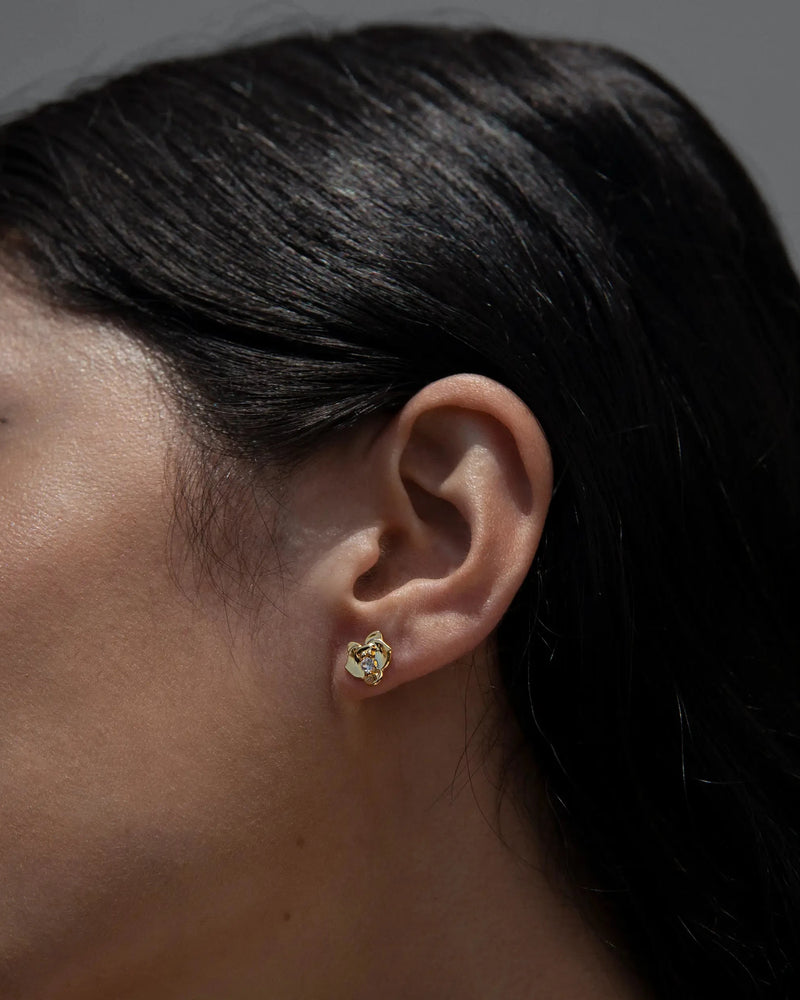 Awe Inspired Earrings White Topaz Orchid Studs