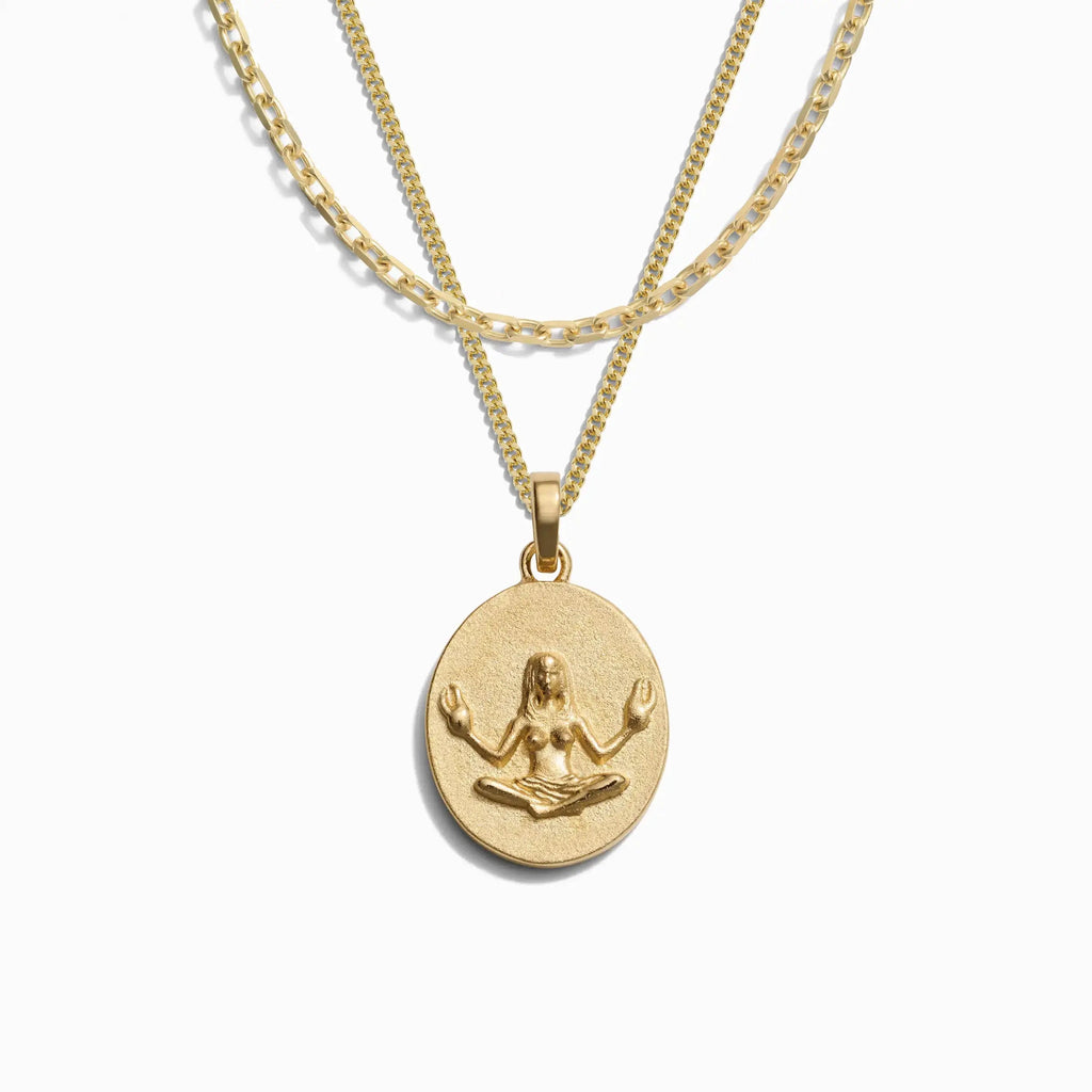 Awe Inspired Men's 14K Yellow Gold Vermeil / Cancer Men's Zodiac Goddess Amulet Set