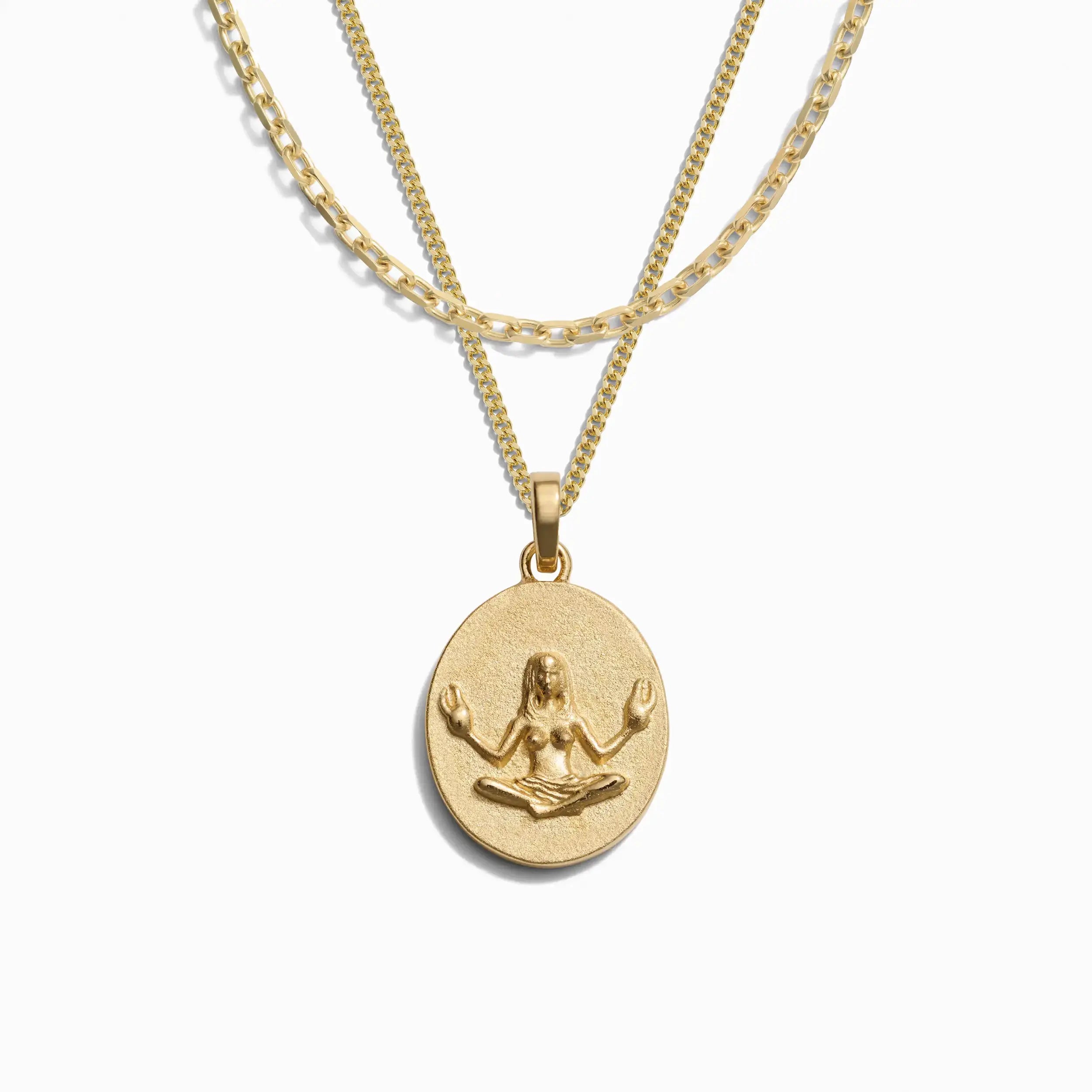 Awe Inspired Men's 14K Yellow Gold Vermeil / Cancer Men's Zodiac Goddess Amulet Set