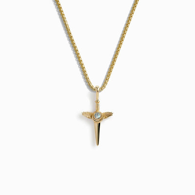 Awe Inspired Men's 14K Yellow Gold Vermeil Flying Dagger Necklace