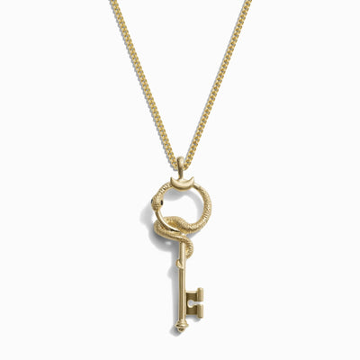 Awe Inspired Men's 14K Yellow Gold Vermeil Gate of Hades Key Necklace