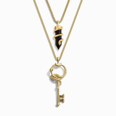 Awe Inspired Men's 14K Yellow Gold Vermeil Key to the Veil Necklace Set