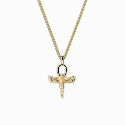 Awe Inspired Men's 14K Yellow Gold Vermeil Men's Ankh of Isis Necklace