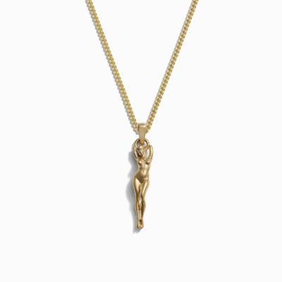 Awe Inspired Men's 14K Yellow Gold Vermeil Men's Divine Feminine Amulet Necklace