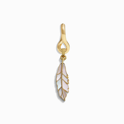 Awe Inspired Men's 14K Yellow Gold Vermeil Men's Mother of Pearl Feather Charm Earring