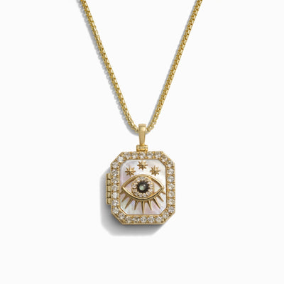 Awe Inspired Men's 14K Yellow Gold Vermeil Men's Third Eye Locket Necklace