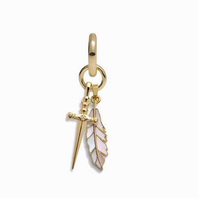 Awe Inspired Men's 14K Yellow Gold Vermeil Pen & Sword Charm Earring