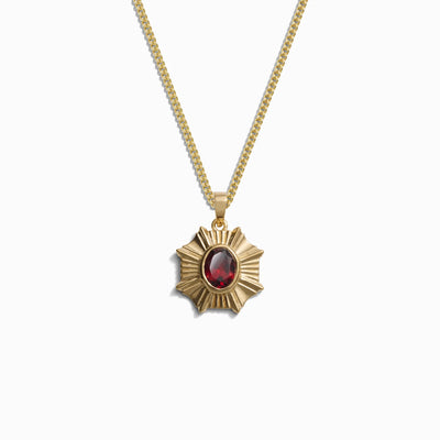 Awe Inspired Men's 14K Yellow Gold Vermeil / Red Garnet Men's Aura Necklace