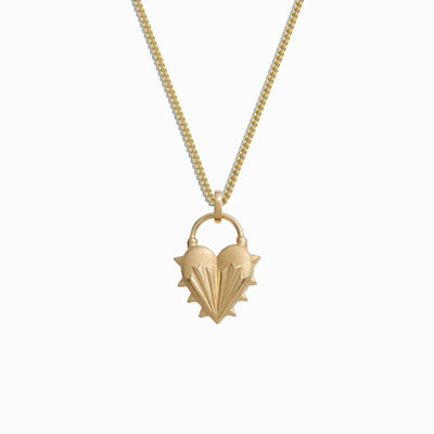 Awe Inspired Men's 14K Yellow Gold Vermeil Spiked Heart Necklace