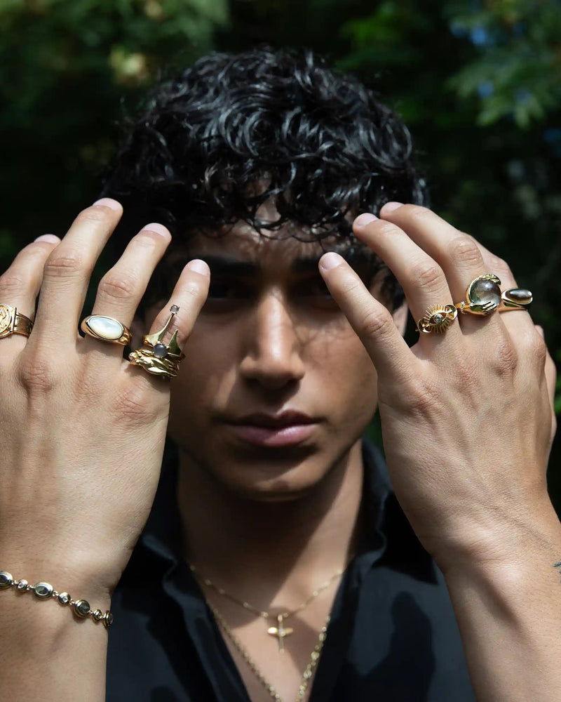 Awe Inspired Men's Black Mother of Pearl Signet Ring