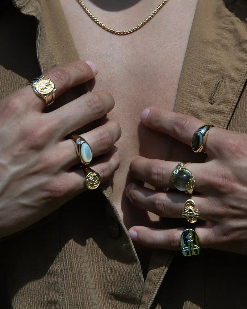 Awe Inspired Men's Black Mother of Pearl Signet Ring