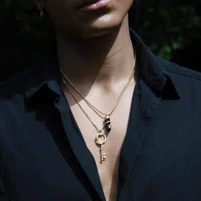 Awe Inspired Men's Black Onyx Crystal Snake Necklace