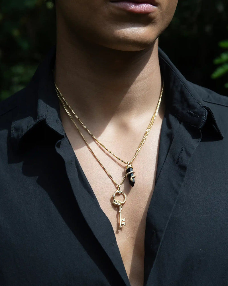 Awe Inspired Men's Black Onyx Crystal Snake Necklace