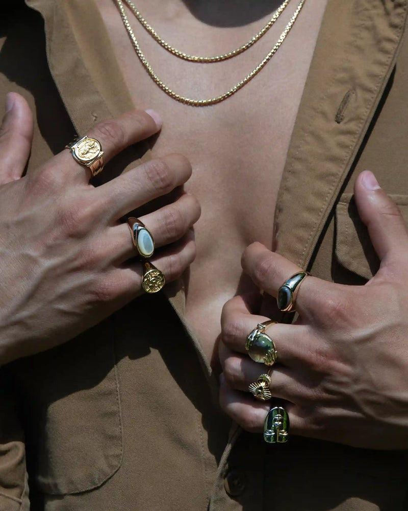 Awe Inspired Men's Green Amethyst Fortune Teller Ring