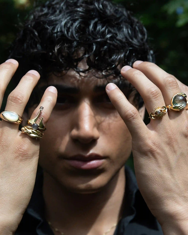 Awe Inspired Men's Green Amethyst Fortune Teller Ring