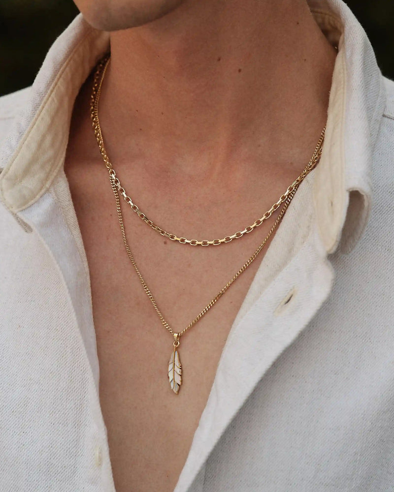 Awe Inspired Men's Men's Mother of Pearl Feather Necklace