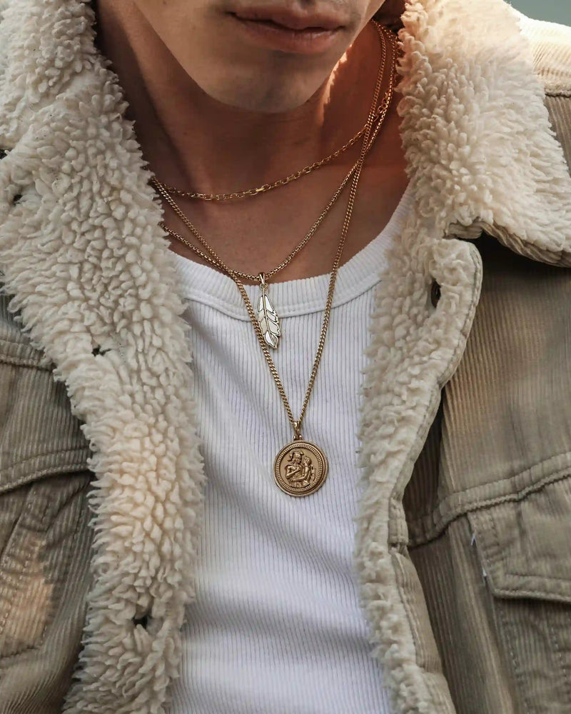 Awe Inspired Men's Men's Mother of Pearl Feather Necklace