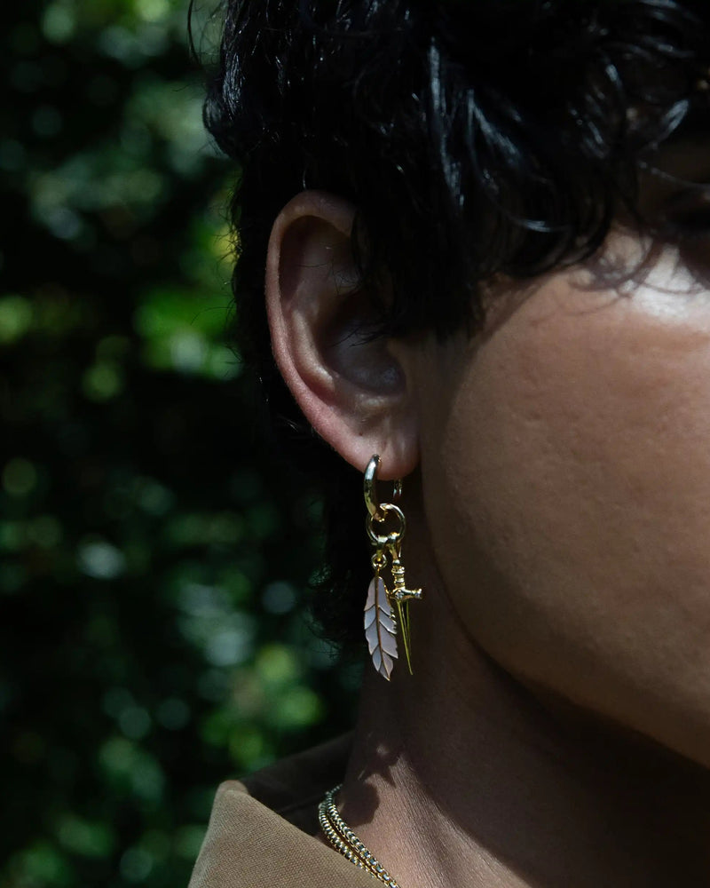 Awe Inspired Men's Pen & Sword Charm Earring