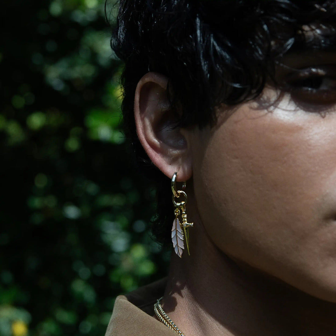 Awe Inspired Men's Pen & Sword Charm Earring