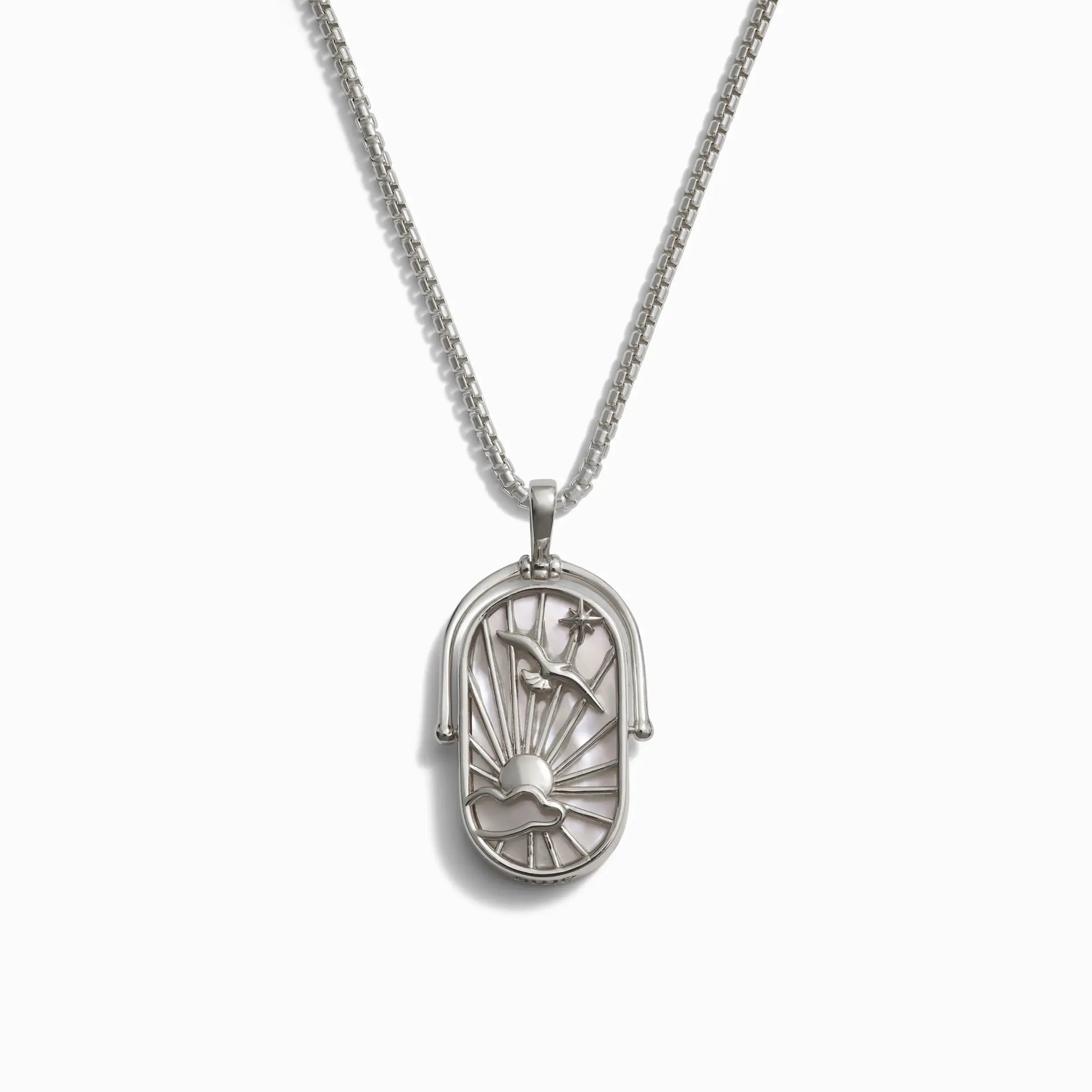 Awe Inspired Men's Sterling Silver / Air Element Necklace with 2.1mm Rounded Box Chain