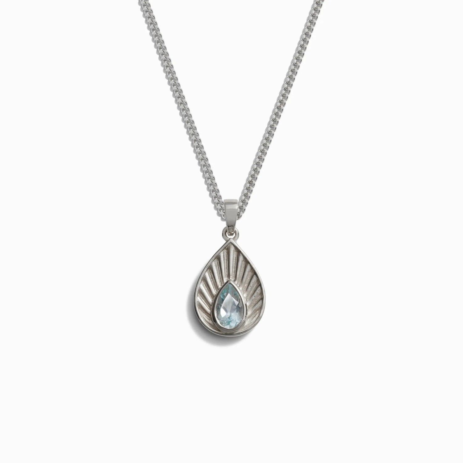 Awe Inspired Men's Sterling Silver / Blue Swiss Topaz Men's Aura Necklace