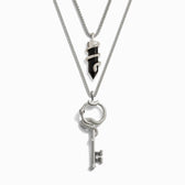Awe Inspired Men's Sterling Silver Key to the Veil Necklace Set