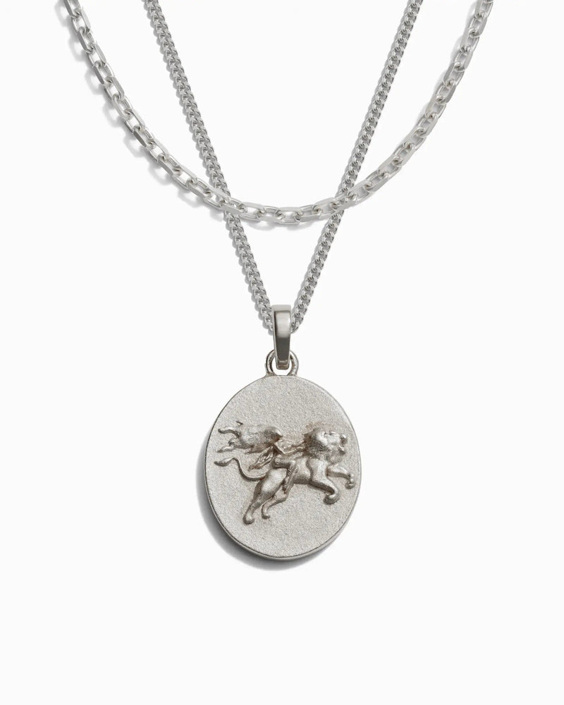 Awe Inspired Men's Sterling Silver / Leo Men's Zodiac Goddess Amulet Set