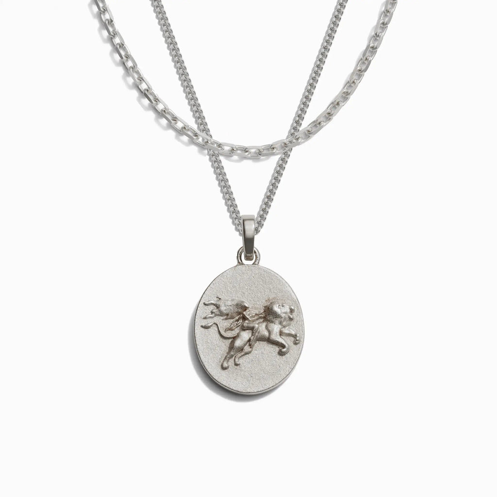 Awe Inspired Men's Sterling Silver / Leo Men's Zodiac Goddess Amulet Set