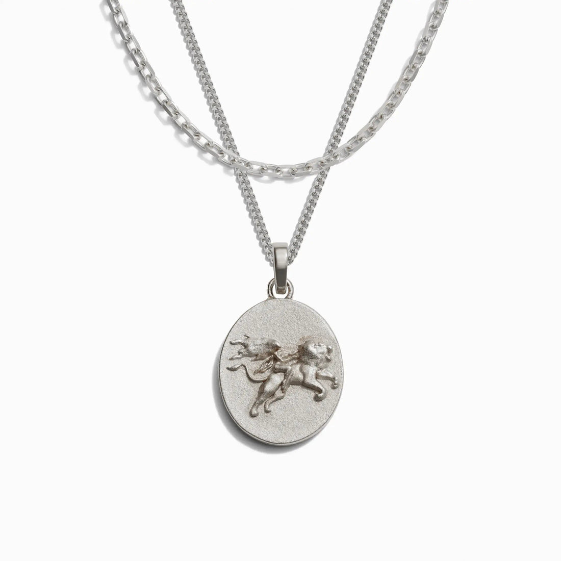 Awe Inspired Men's Sterling Silver / Leo Men's Zodiac Goddess Amulet Set