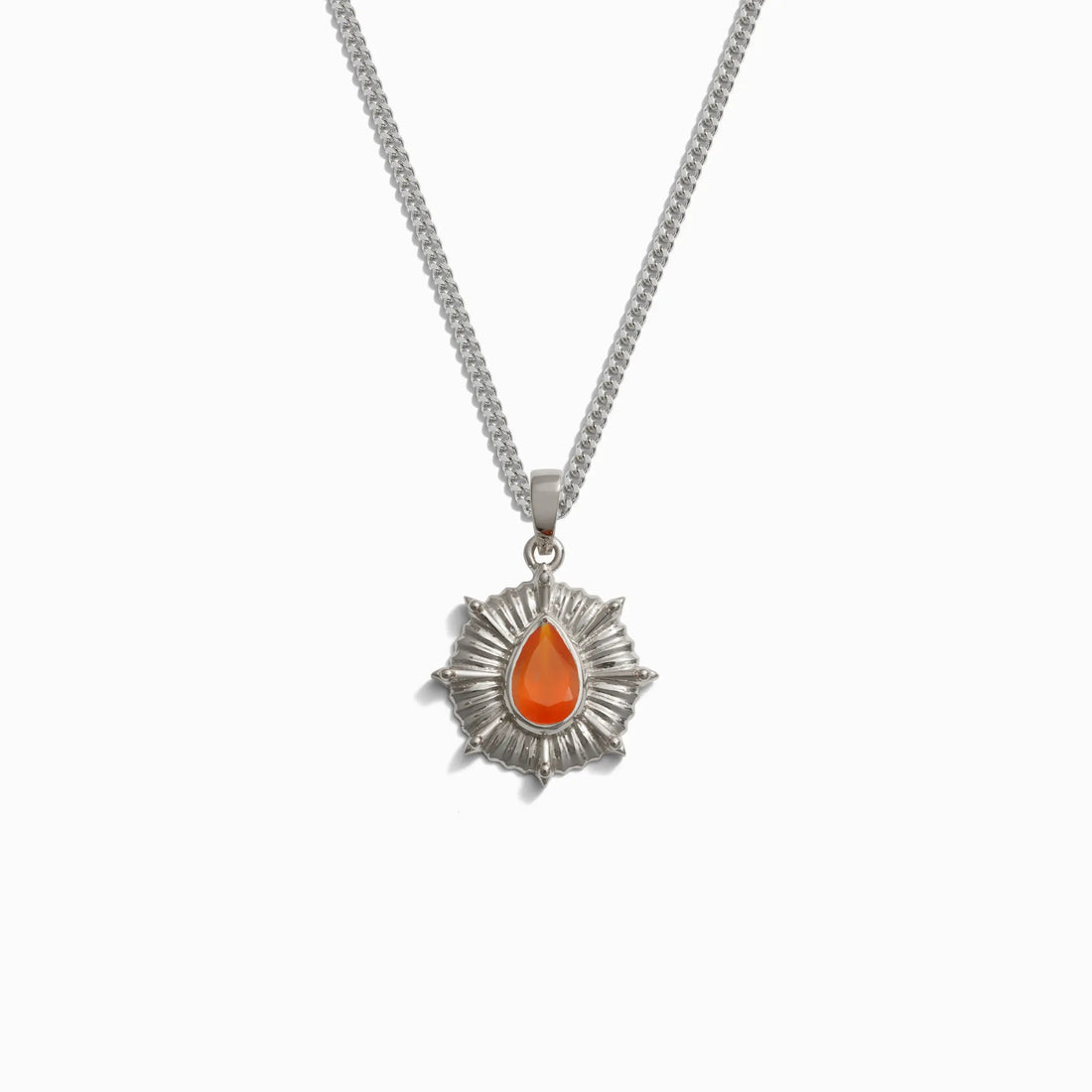 Awe Inspired Men's Sterling Silver / Orange Onyx Men's Aura Necklace