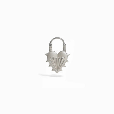 Awe Inspired Men's Sterling Silver Single Spiked Heart Earring