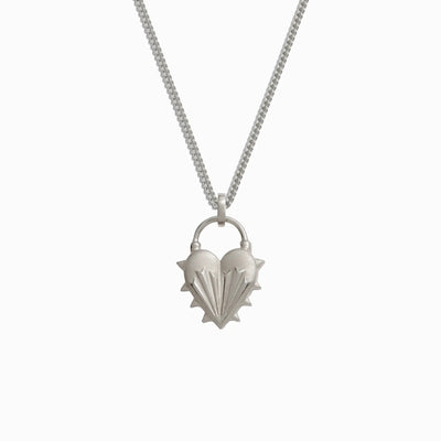 Awe Inspired Men's Sterling Silver Spiked Heart Necklace