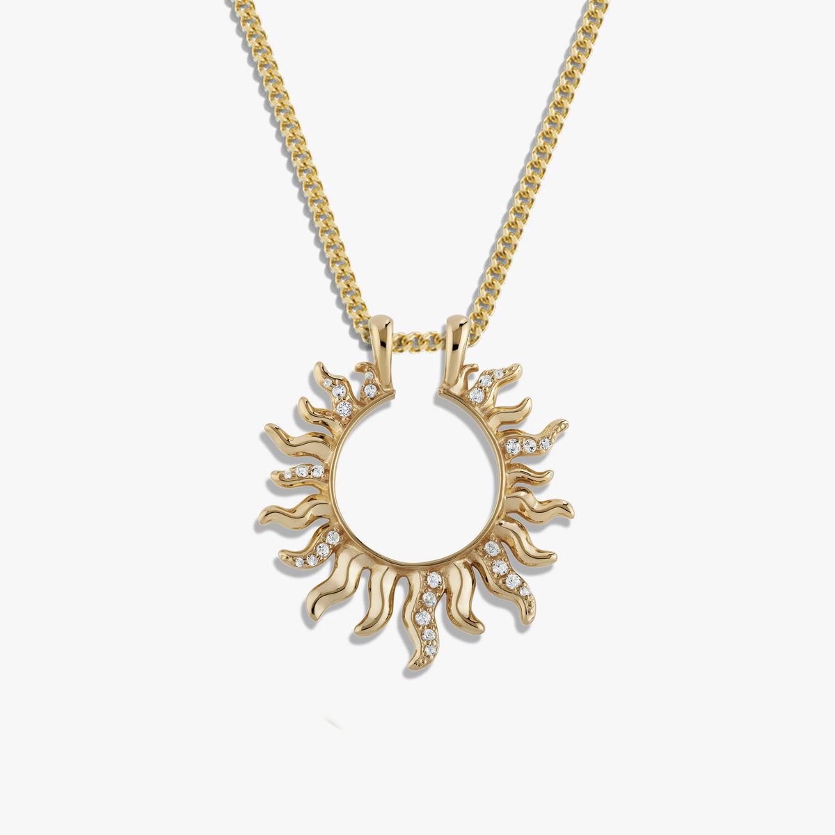 Awe Inspired Necklaces 14K Gold Vermeil / 16-18" Cuban Chain Mini Sun Halo Necklace