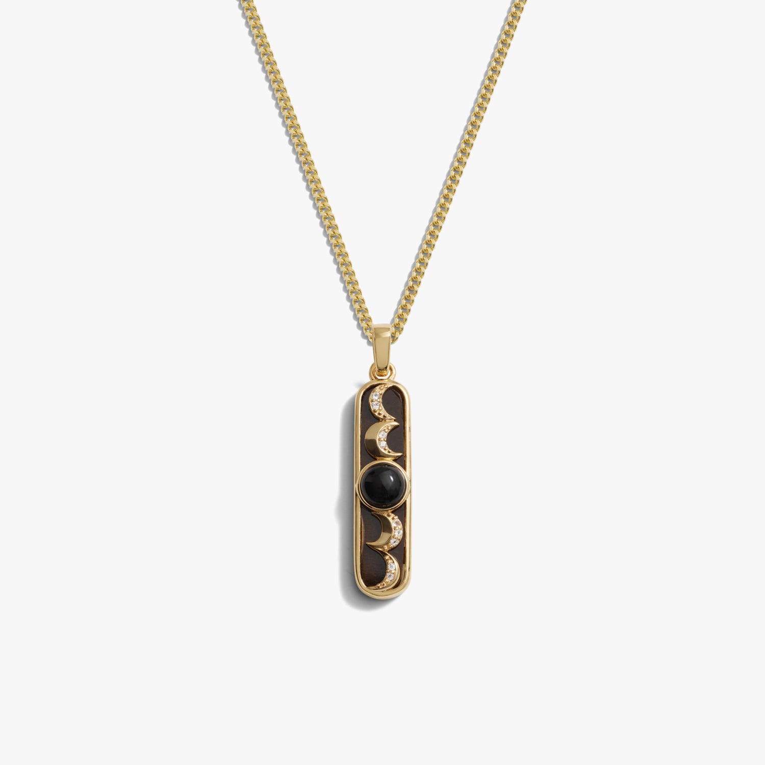 Awe Inspired Necklaces 14K Gold Vermeil / 16-18" Cuban Chain Tiger's Eye Moon Phase Necklace