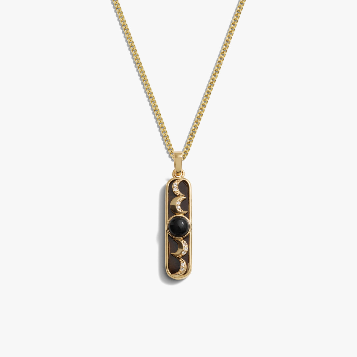 Awe Inspired Necklaces 14K Gold Vermeil / 16-18" Cuban Chain Tiger's Eye Moon Phase Necklace