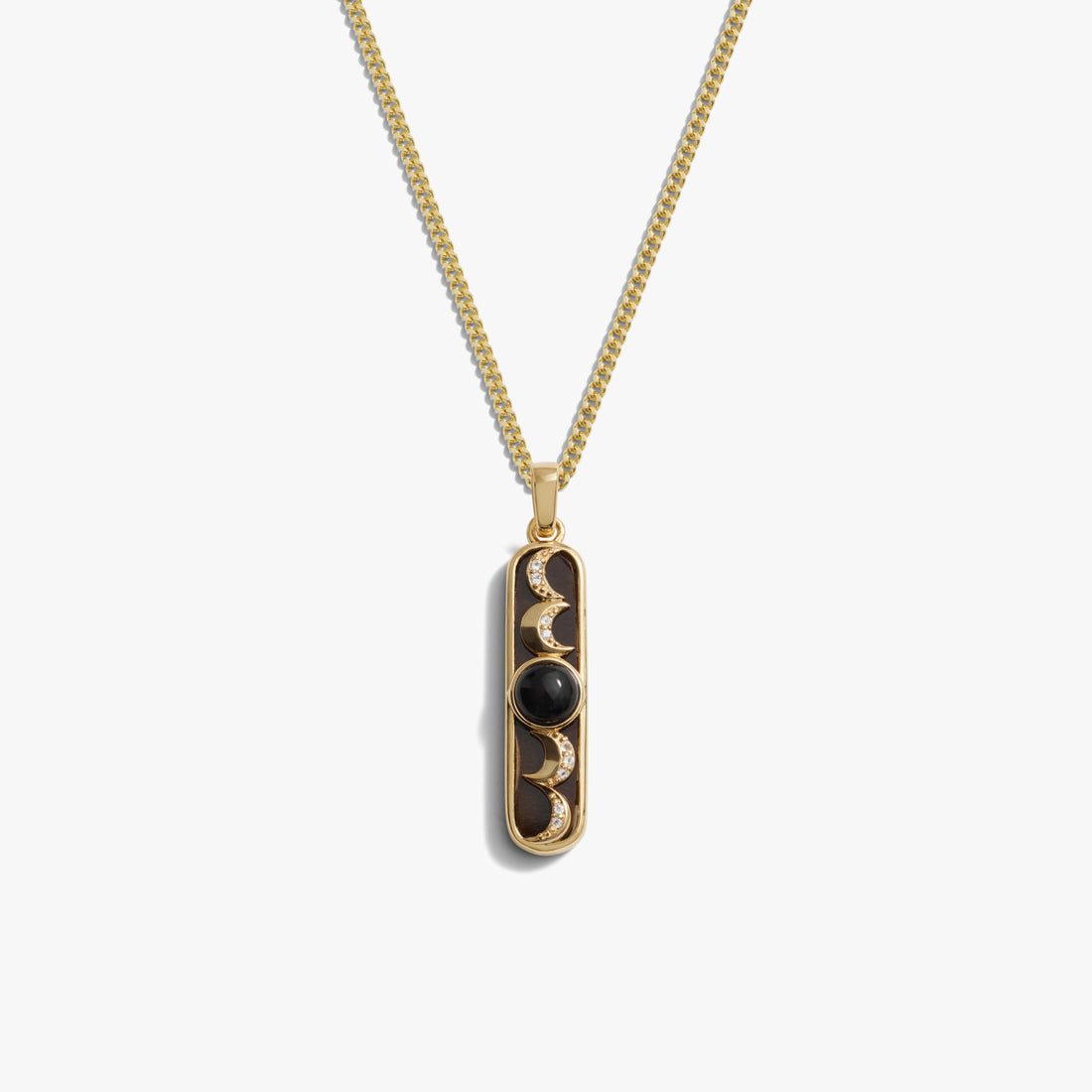 Awe Inspired Necklaces 14K Gold Vermeil / 16-18" Cuban Chain Tiger's Eye Moon Phase Necklace