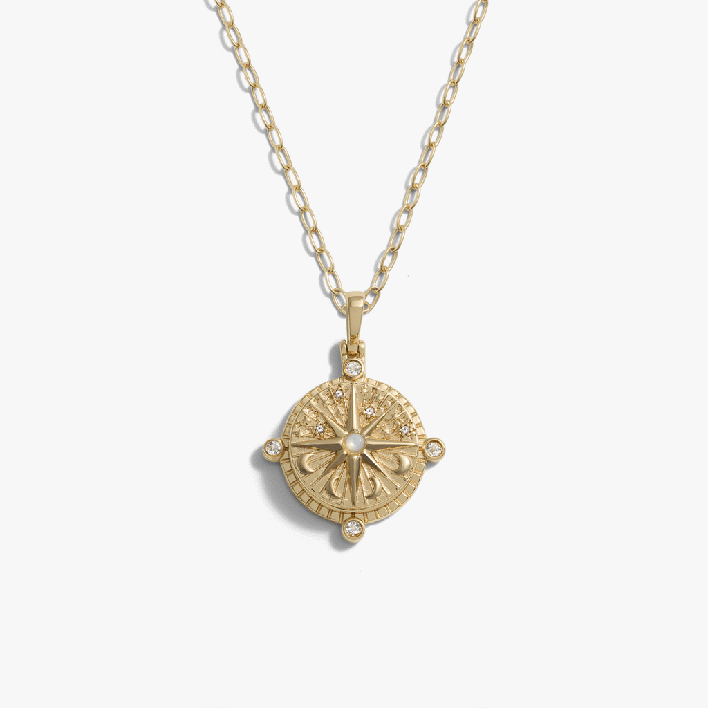 Awe Inspired Necklaces 14K Gold Vermeil / 16"-18" Delicate Paperclip Chain Compass Locket Necklace