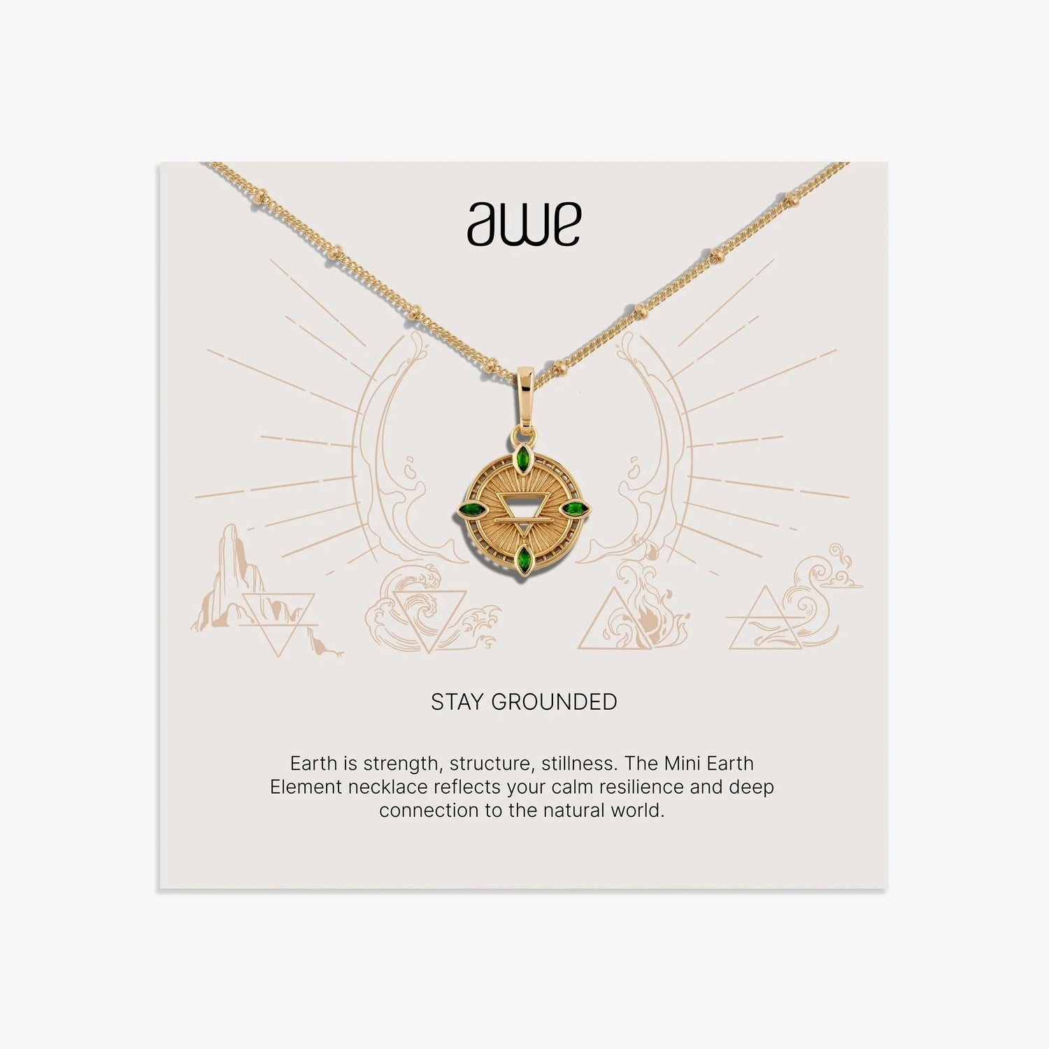 Awe Inspired Necklaces 14K Gold Vermeil / 16-18" Earth Sign Card Gift Set