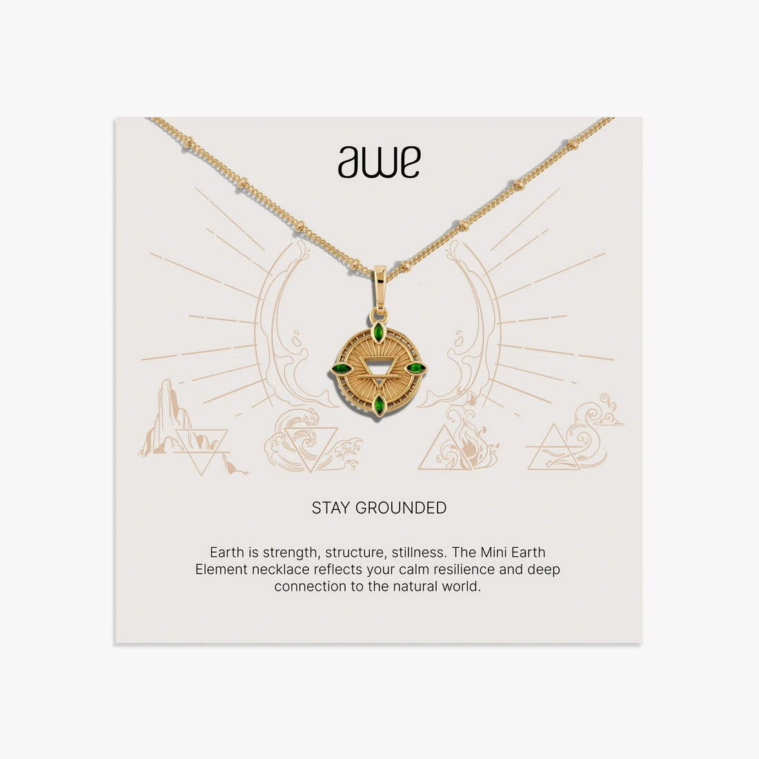 Awe Inspired Necklaces 14K Gold Vermeil / 16-18" Earth Sign Card Gift Set