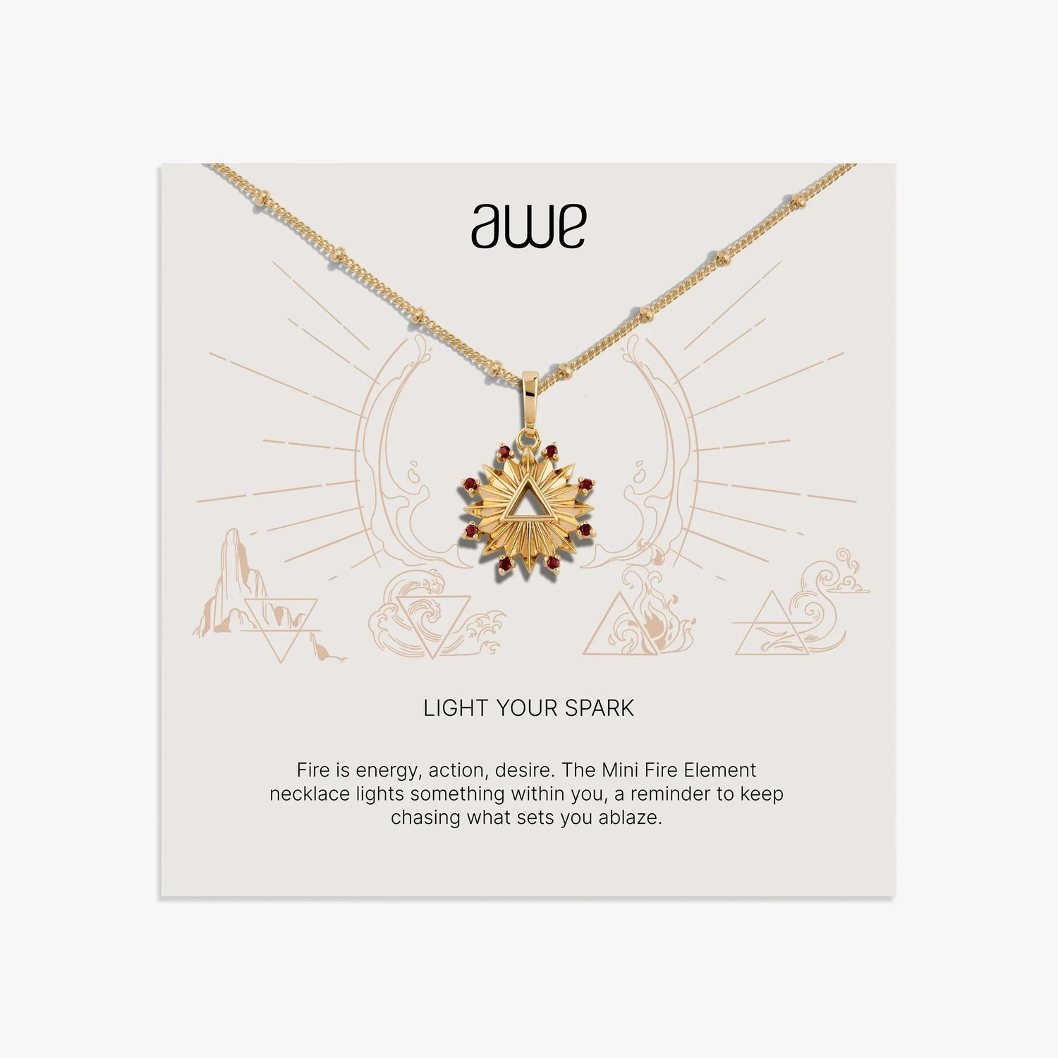 Awe Inspired Necklaces 14K Gold Vermeil / 16-18" Fire Sign Card Gift Set